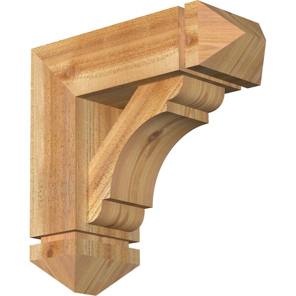 Ekena Millwork Olympic Arts and Crafts Rough Sawn Bracket w/ Offset Brace, Western Red Cedar, 6"W x 16"D x 16"H BKT0604X16X16OLY03RWR - main